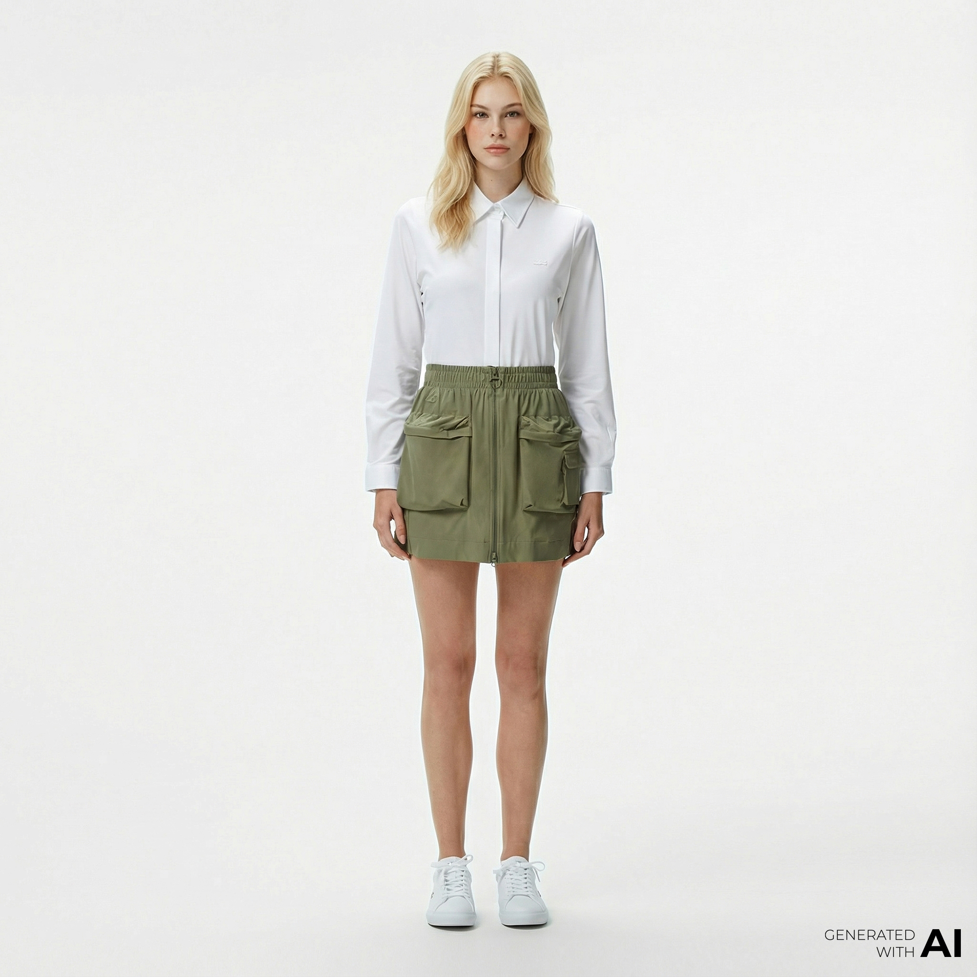  Lacoste Kadın Regular Fit Haki Etek