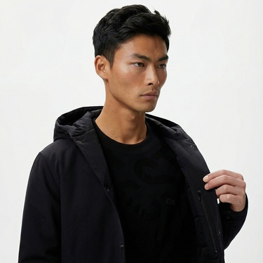  Lacoste Erkek Regular Fit Kapüşonlu Siyah Ceket