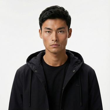  Lacoste Erkek Regular Fit Kapüşonlu Siyah Ceket