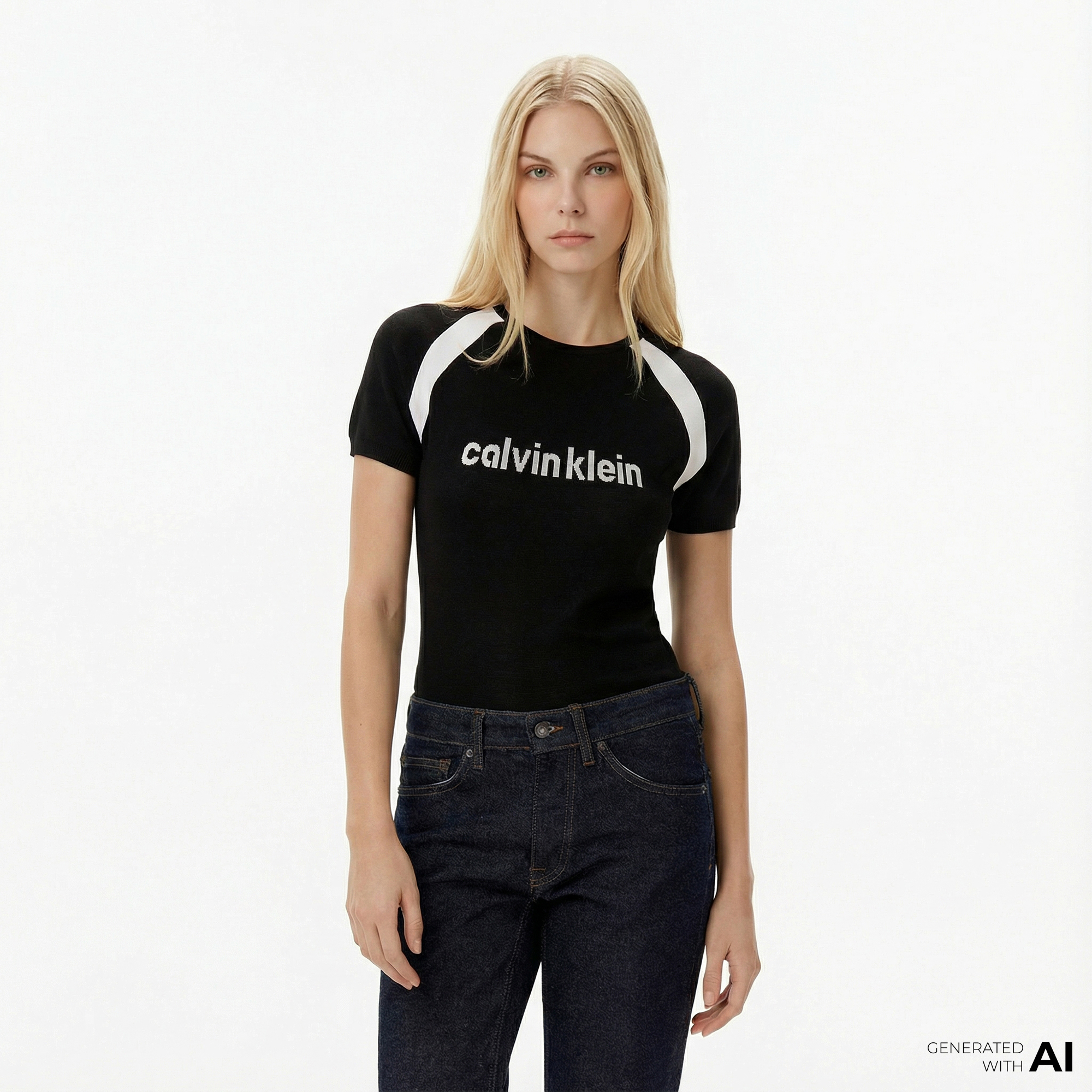  Calvin Klein Liquid Shine Sculpt Kadın Siyah Triko