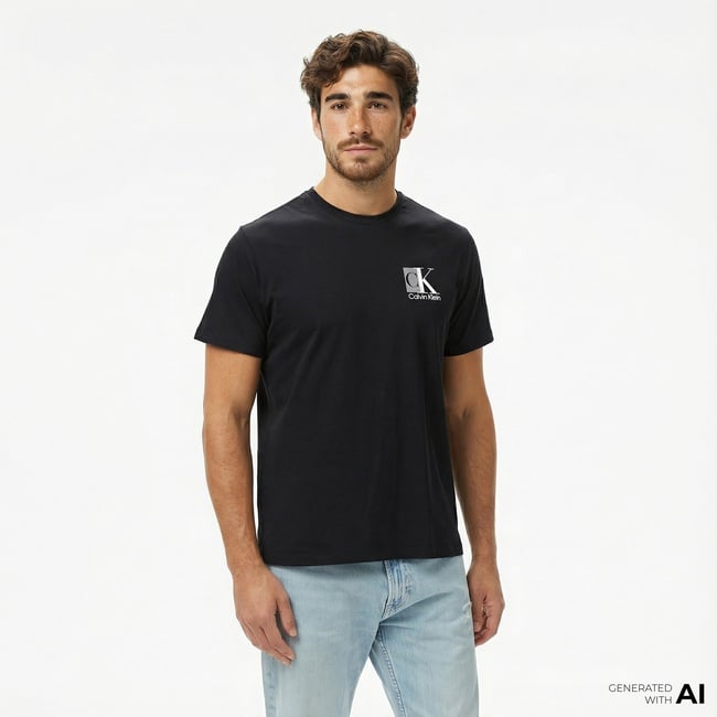  Calvin Klein Abstract Graphic Erkek Siyah T-Shirt