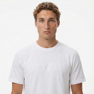  Calvin Klein Fashion Logo Erkek Beyaz T-Shirt