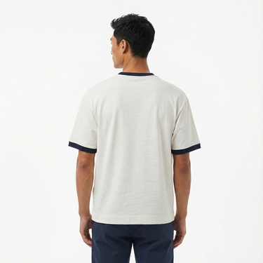  Calvin Klein Retro Logo Ringer Erkek Beyaz T-Shirt