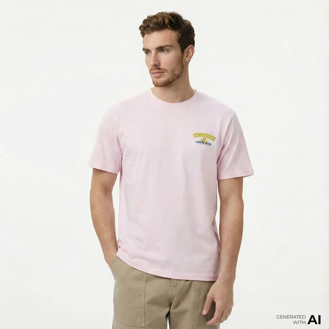  Converse Erkek Baskılı Pembe T-Shirt