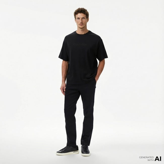  Calvin Klein Slim Cotton Stretch Chino Erkek Siyah Pantolon