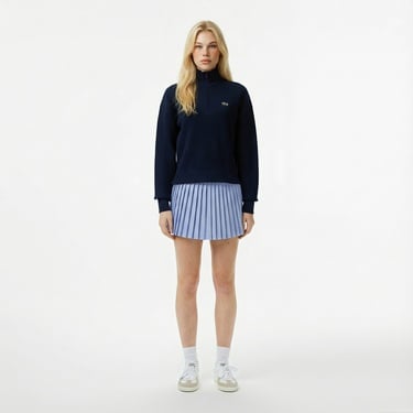  Lacoste Kadın Relaxed Fit Yarım Fermuarlı Lacivert Kazak