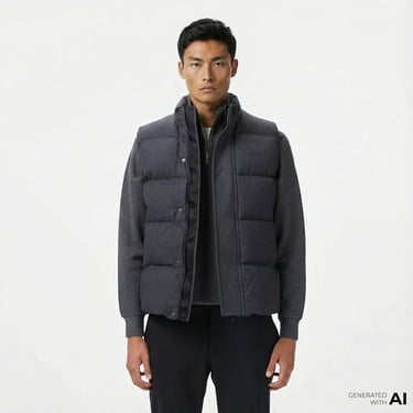  Lacoste Erkek Dik Yaka Koyu Gri Yelek