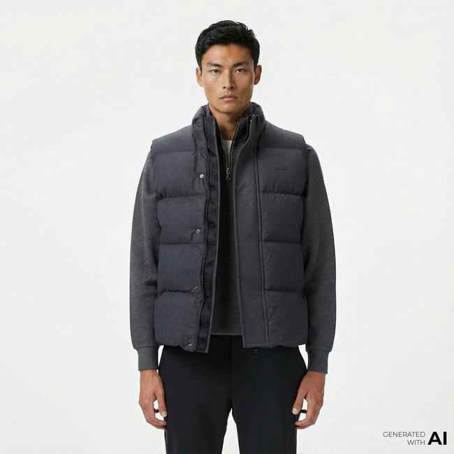  Lacoste Erkek Dik Yaka Koyu Gri Yelek