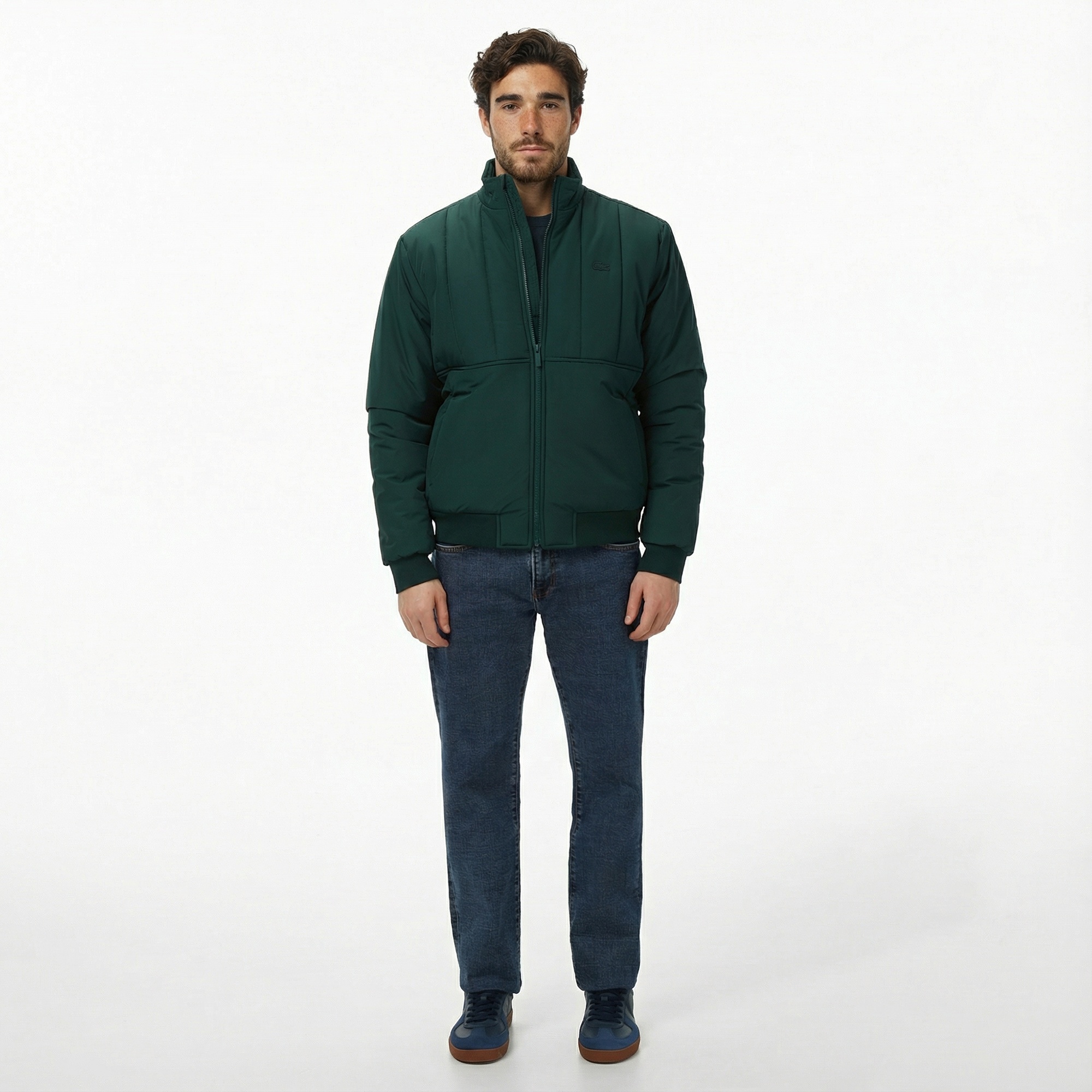 Lacoste Erkek Dik Yaka Koyu Yeşil Mont