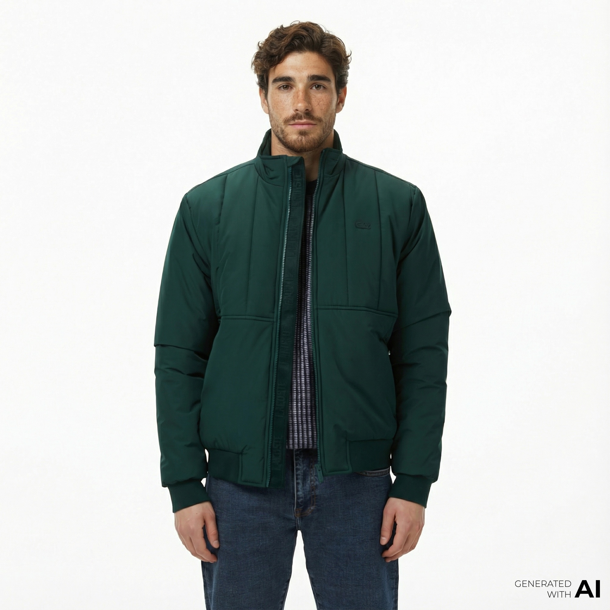 Lacoste Erkek Dik Yaka Koyu Yeşil Mont