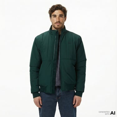  Lacoste Erkek Dik Yaka Koyu Yeşil Mont