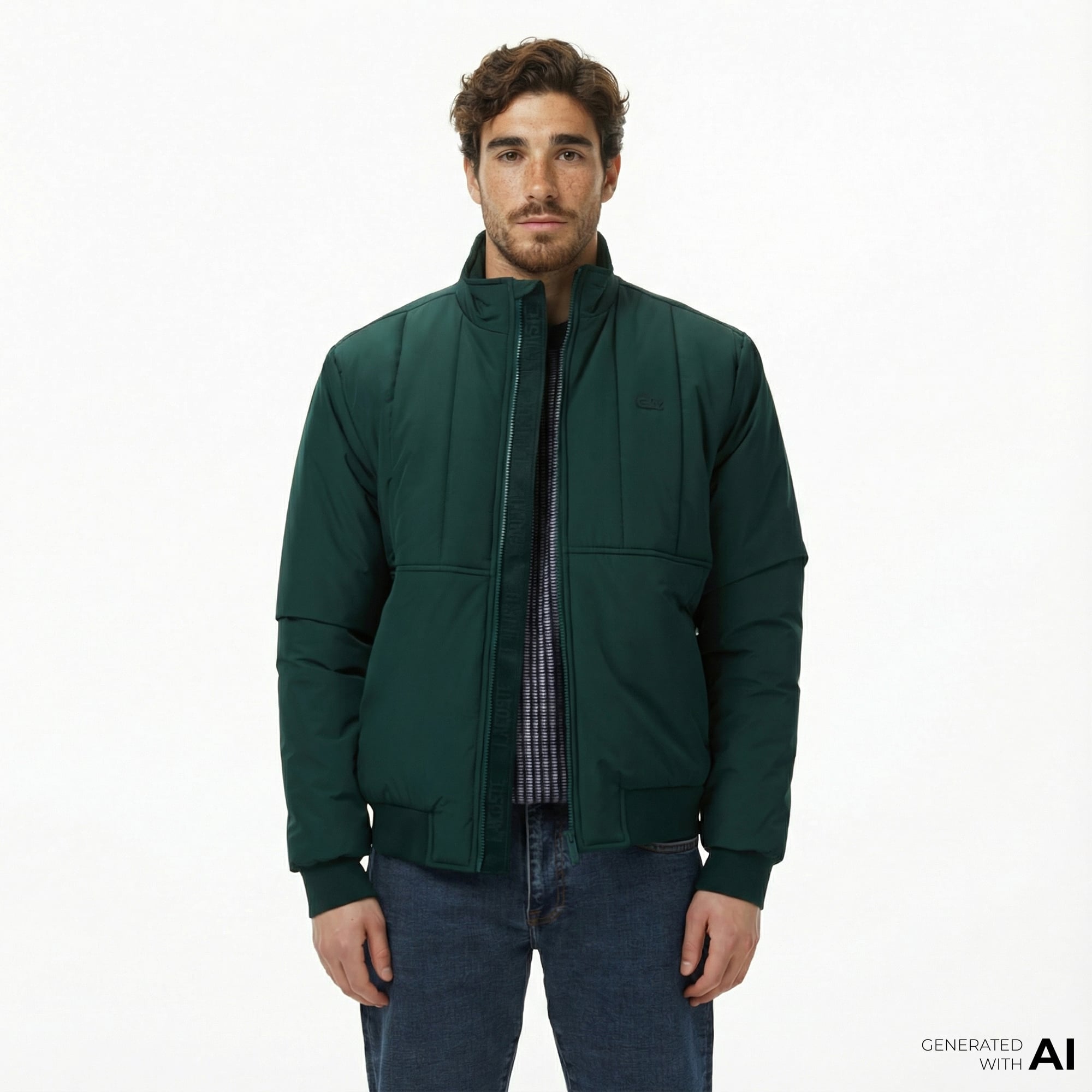  Lacoste Erkek Dik Yaka Koyu Yeşil Mont