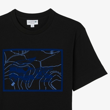  Lacoste Erkek Regular Fit Bisiklet Yaka Baskılı Siyah T-Shirt