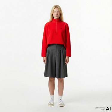  Lacoste Kadın Gri Bermuda Şort