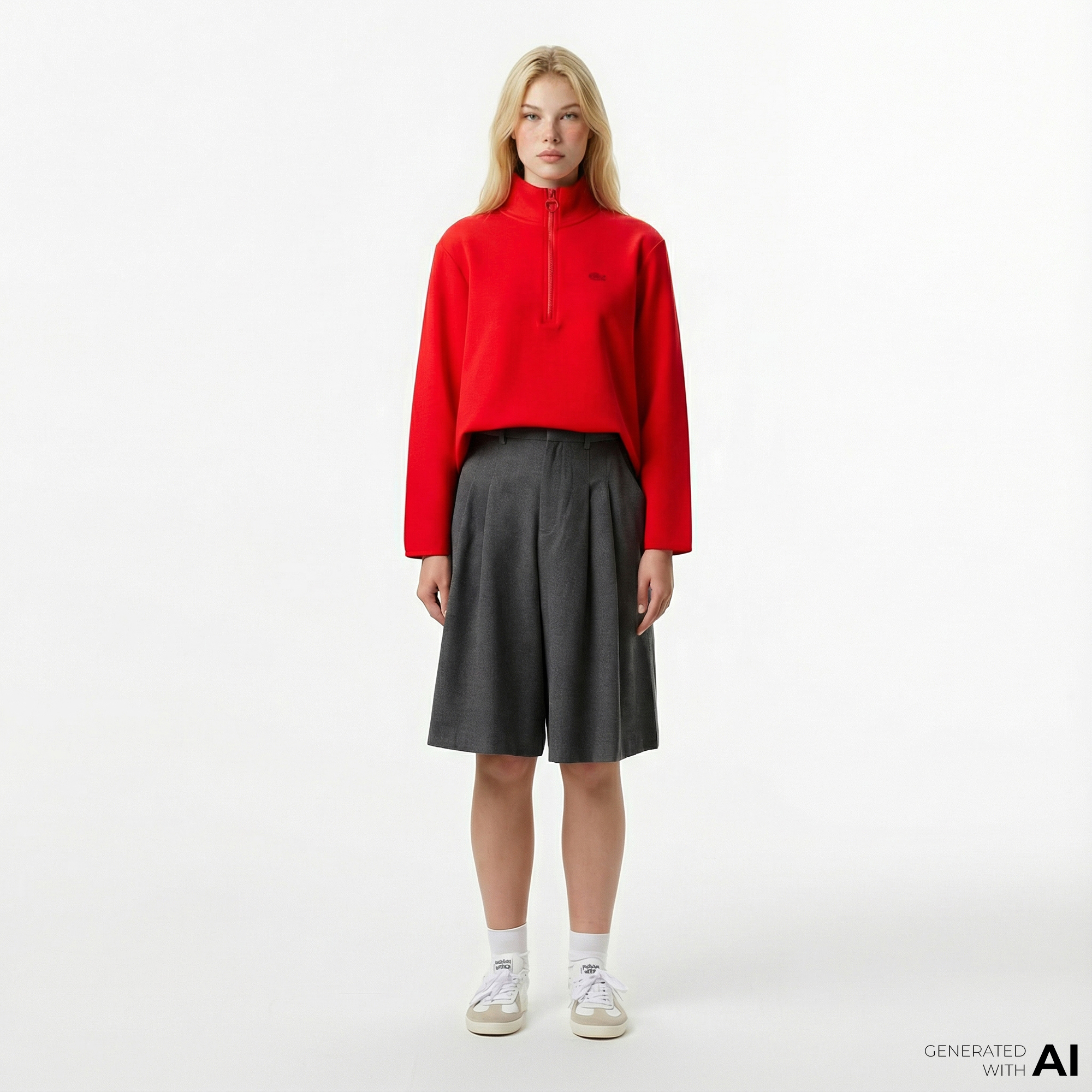  Lacoste Kadın Gri Bermuda Şort