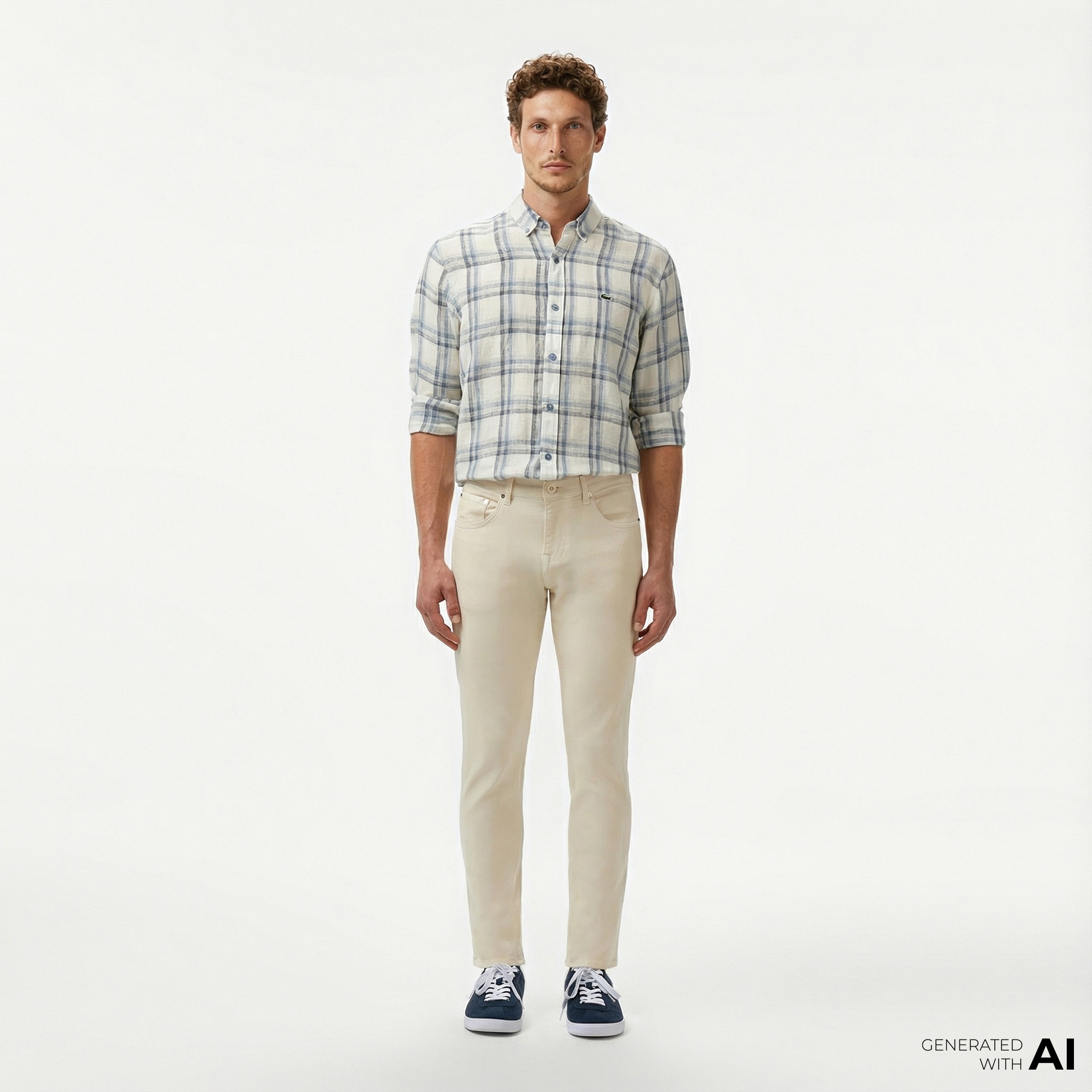 Lacoste Erkek Slim Fit Krem Jean Pantolon