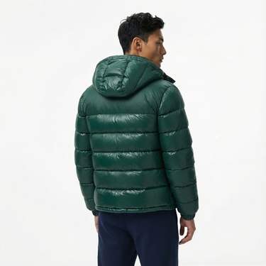  Lacoste Erkek Kapüşonlu Koyu Yeşil Mont