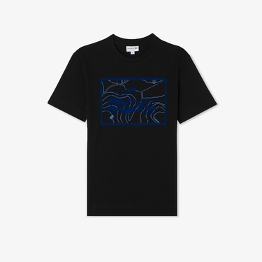  Lacoste Erkek Regular Fit Bisiklet Yaka Baskılı Siyah T-Shirt