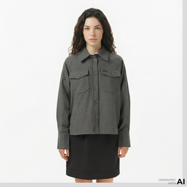  Lacoste Kadın Koyu Gri Gömlek