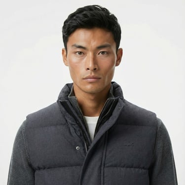  Lacoste Erkek Dik Yaka Koyu Gri Yelek