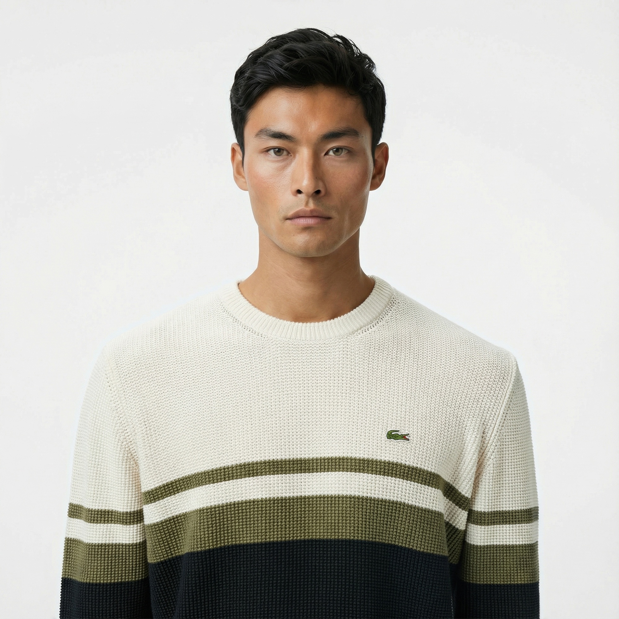 Lacoste Erkek Classic Fit Bisiklet Yaka Renk Bloklu Siyah Kazak