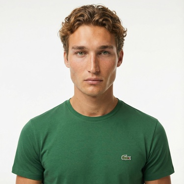  Lacoste Erkek Slim Fit Bisiklet Yaka Koyu Yeşil T-Shirt