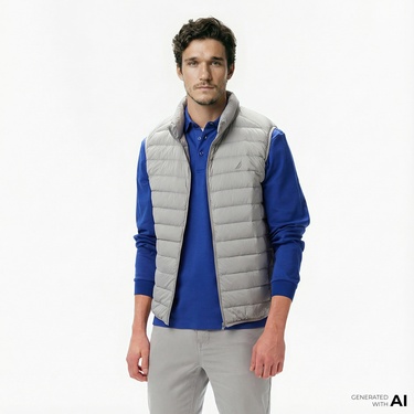  Nautica Erkek Gri Su İtici Özellikli Yelek