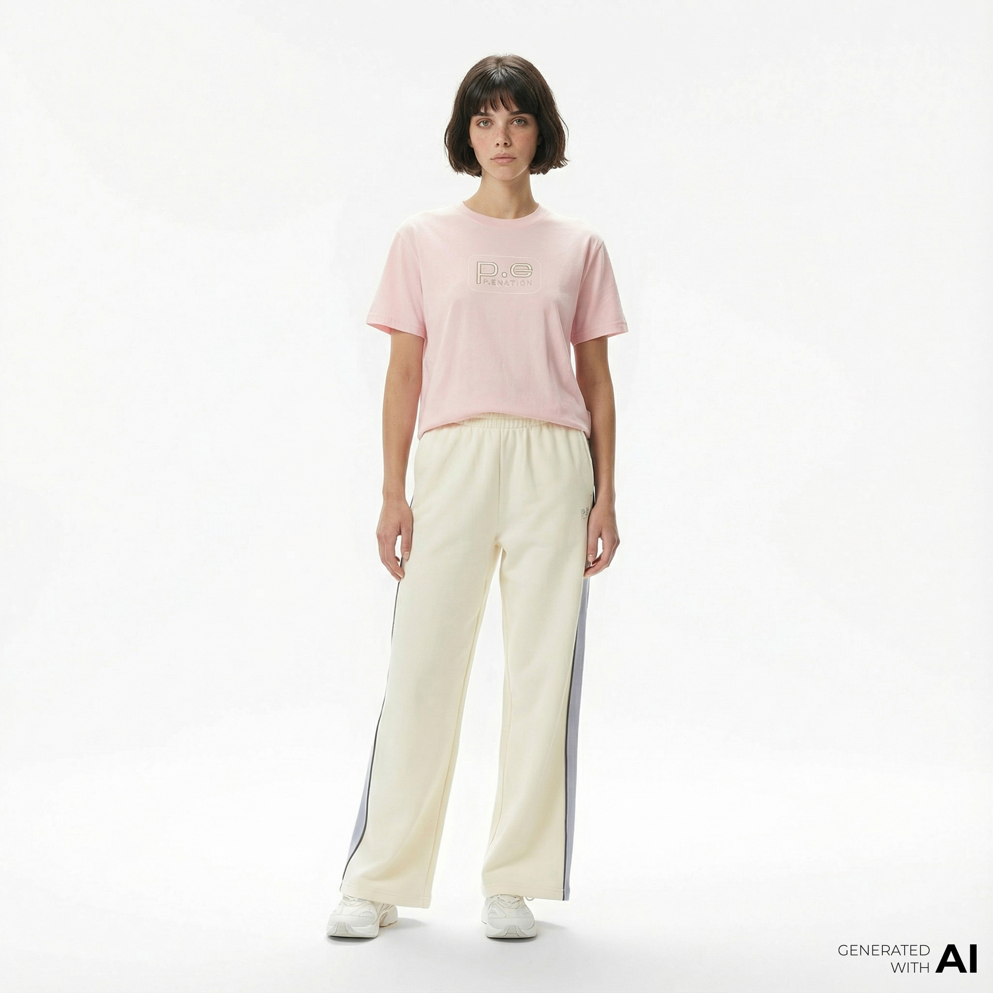  P.E Nation Align Kadın Beyaz Krem Rengi Pantolon