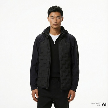  Boss Down Hybrid Erkek Siyah Ceket