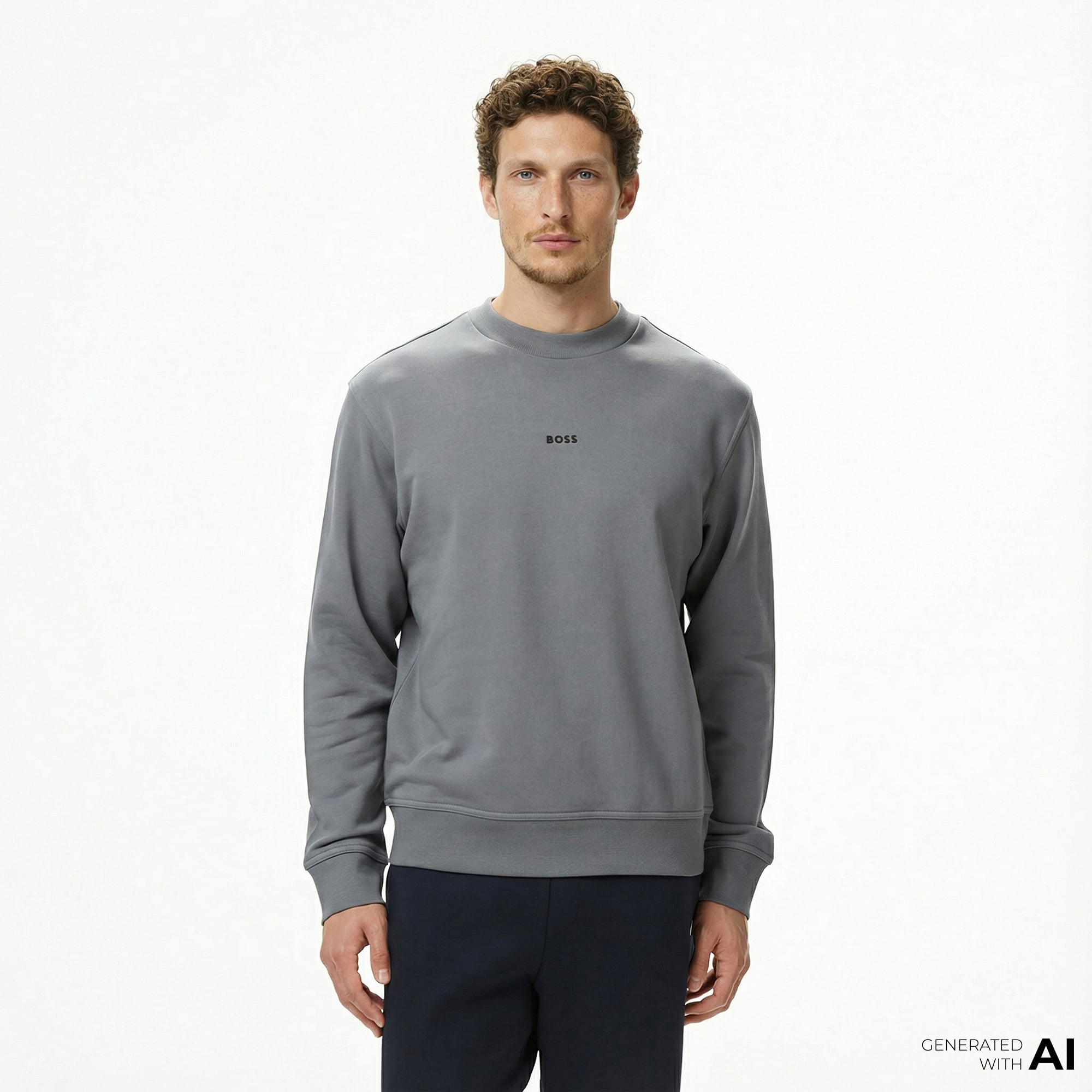  Boss Erkek Gri Sweatshirt