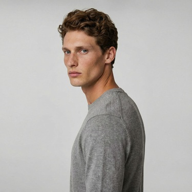  Calvin Klein Supima Cotton Crew Erkek Gri Triko