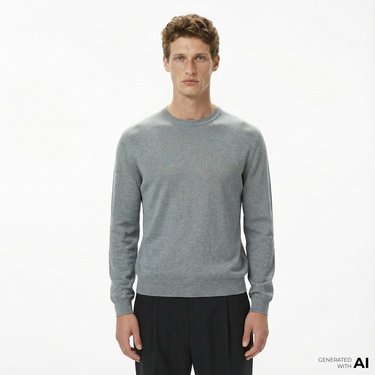  Calvin Klein Supima Cotton Crew Erkek Gri Triko