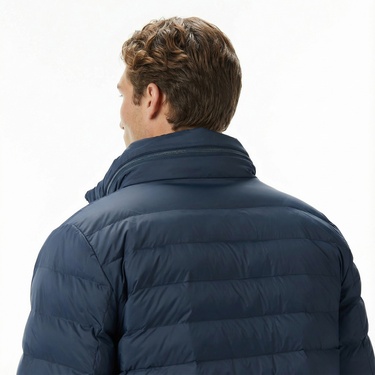  Calvin Klein Nylon Hooded Puffer Erkek Lacivert Mont