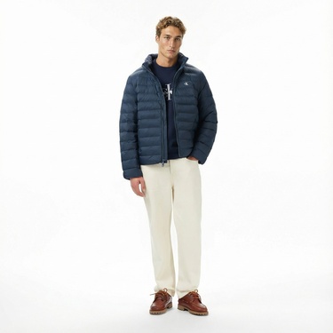  Calvin Klein Nylon Hooded Puffer Erkek Lacivert Mont
