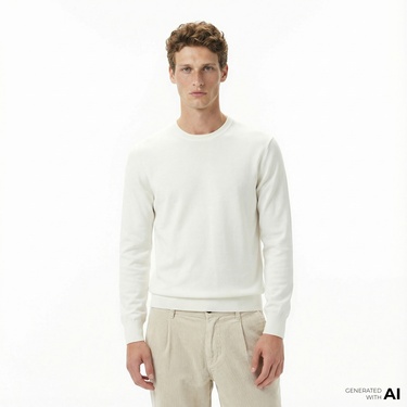  Calvin Klein Supima Cotton Crew Erkek Beyaz Triko