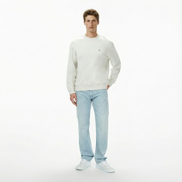  Calvin Klein Terry Monogram Erkek Beyaz Sweatshirt