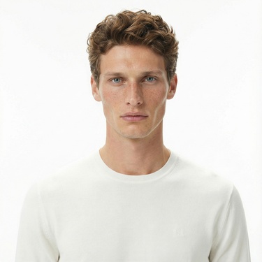  Calvin Klein Supima Cotton Crew Erkek Beyaz Triko