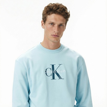  Calvin Klein Terry Monologo Erkek Mavi Sweatshirt