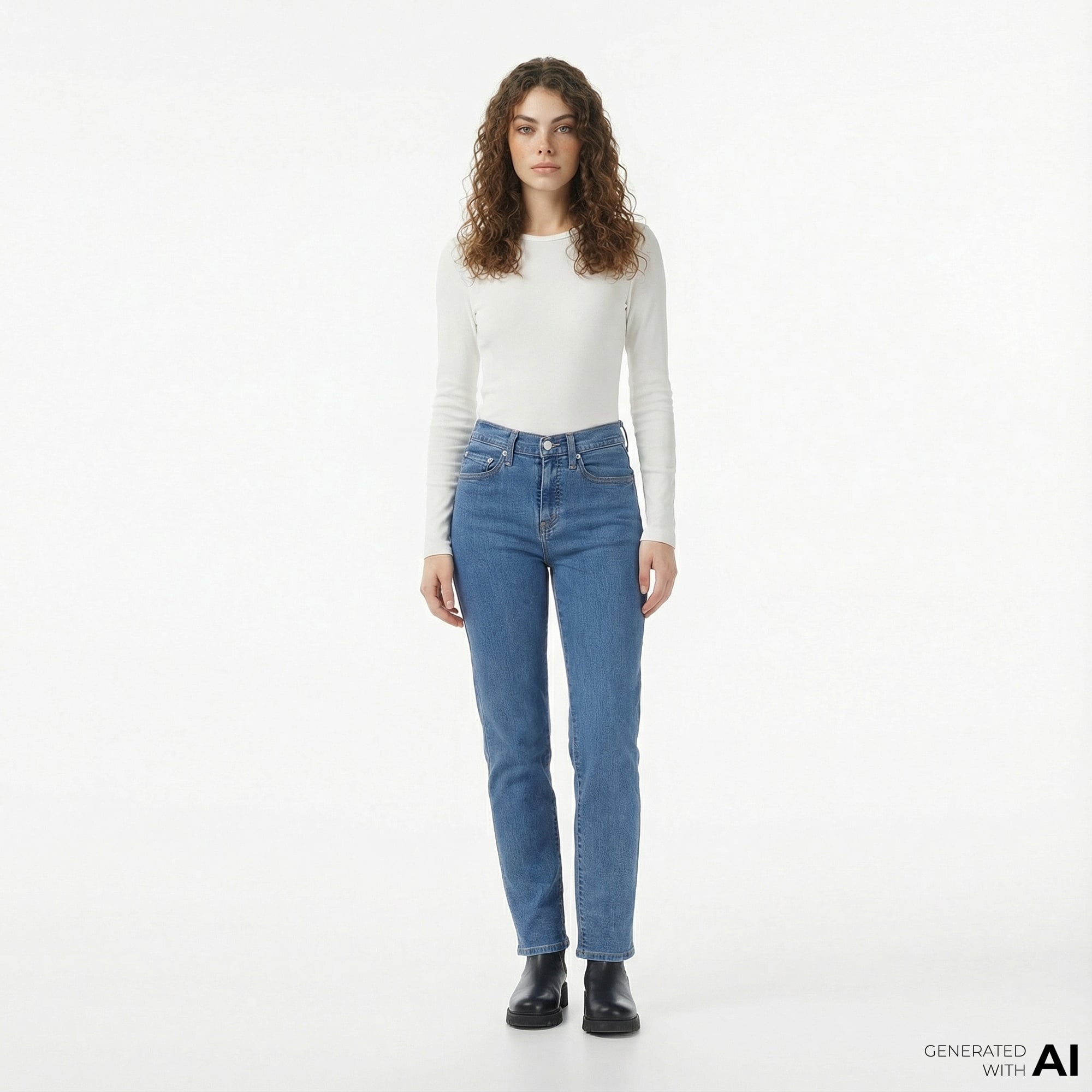 Levi's 724 High Rise Straight Rolling River Kadın Koyu Mavi Jean