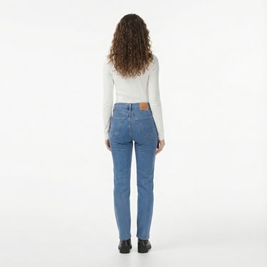  Levi's 724 High Rise Straight Rolling River Kadın Koyu Mavi Jean
