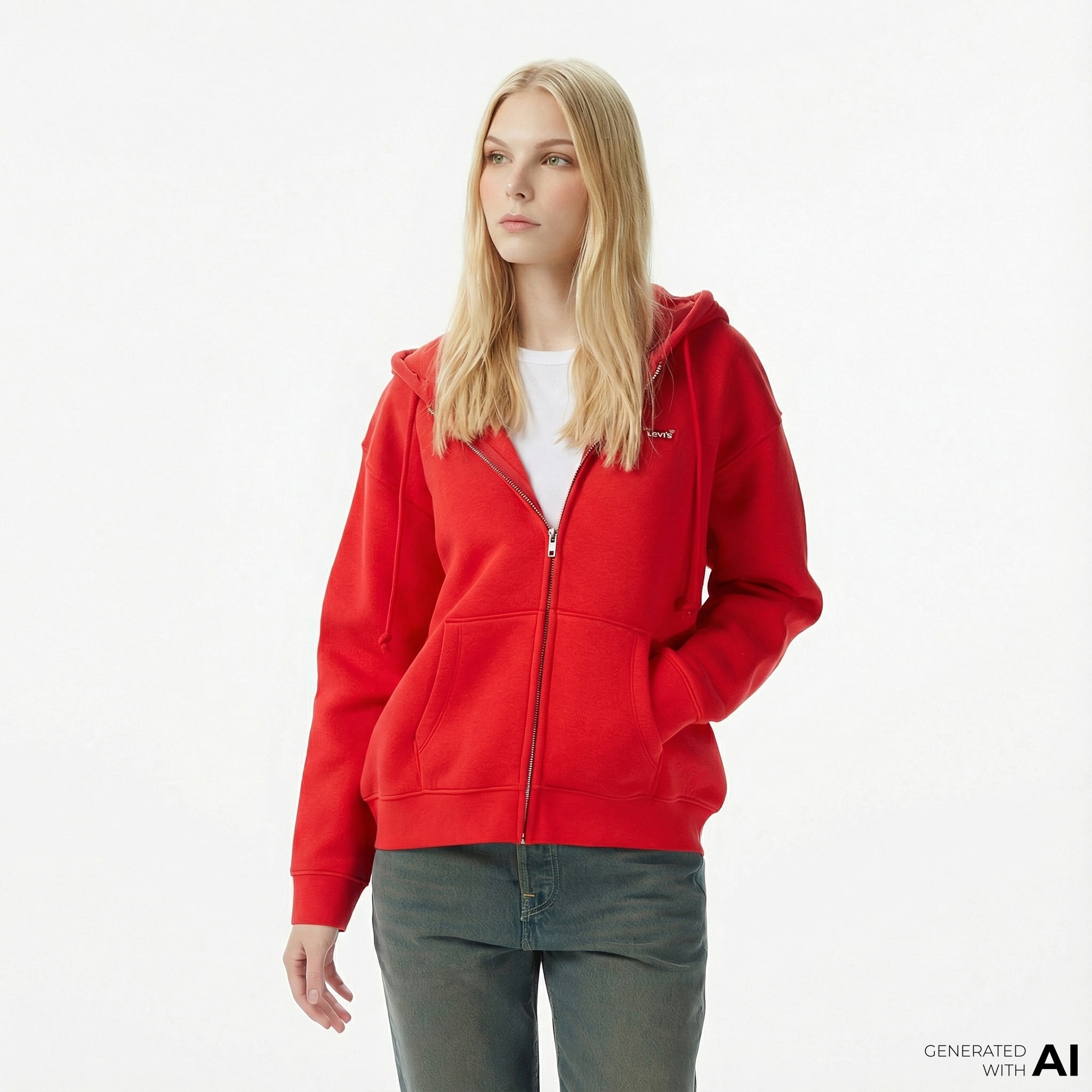 Levi'S Everyday Zip Kadın Kırmızı Sweatshirt