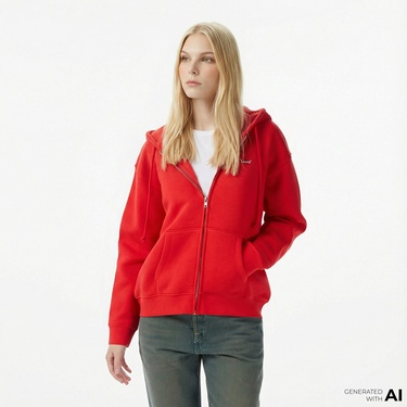  Levi'S Everyday Zip Kadın Kırmızı Sweatshirt