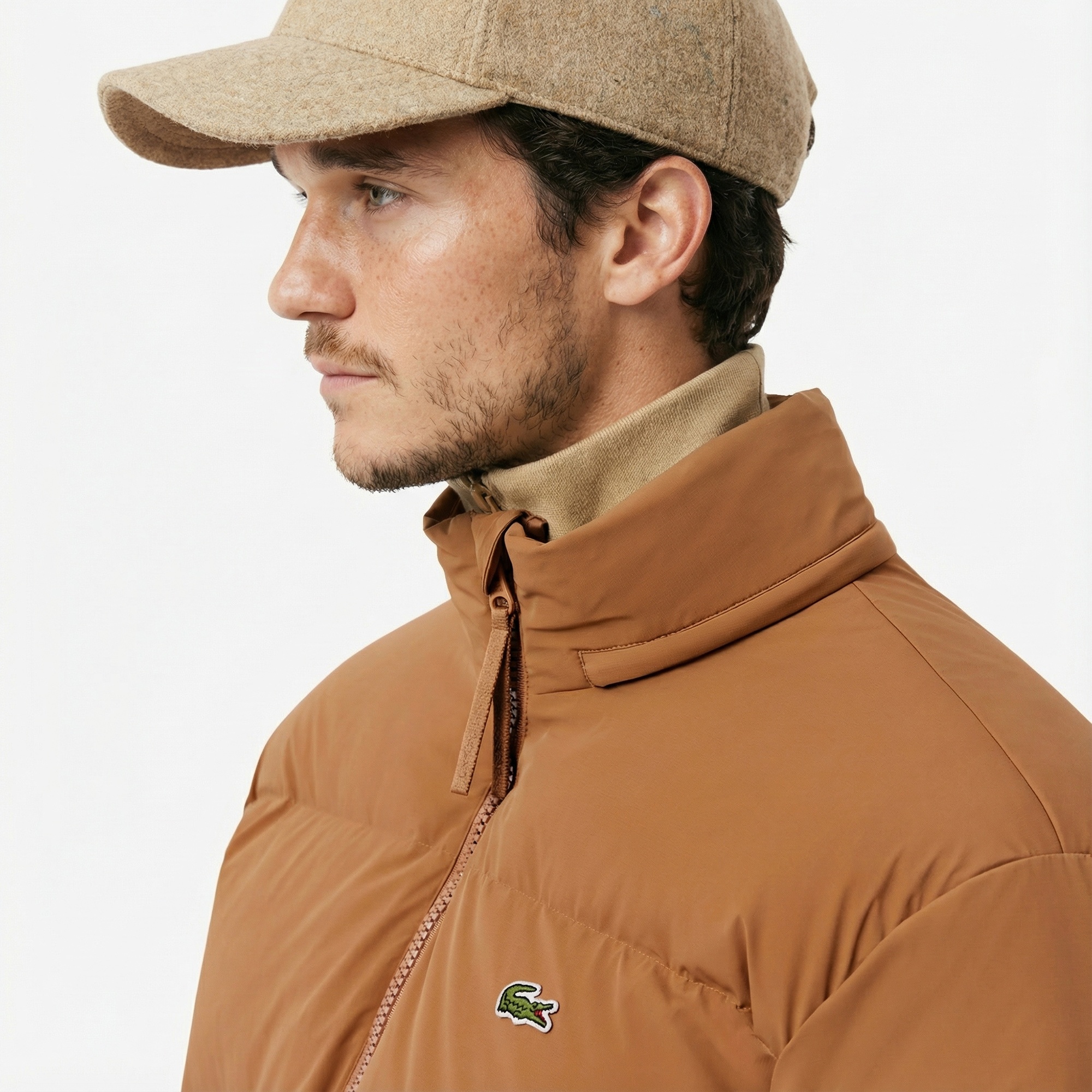 Lacoste Erkek Relaxed Fit Kapüşonlu Koyu Kahverengi Mont