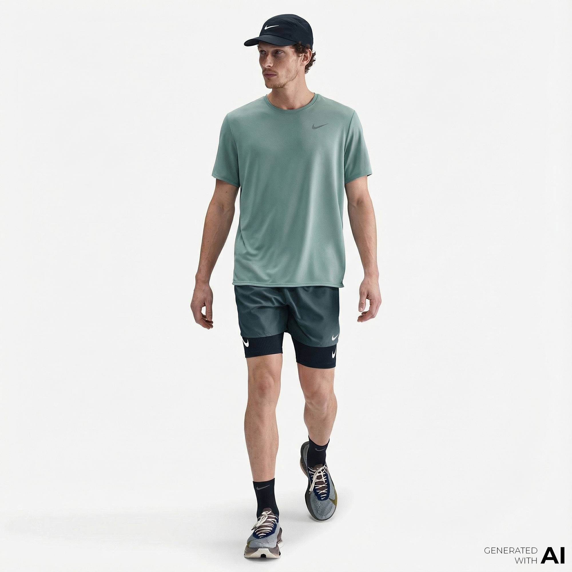 Nike Dri-Fit Miler Erkek Yeşil T-Shirt