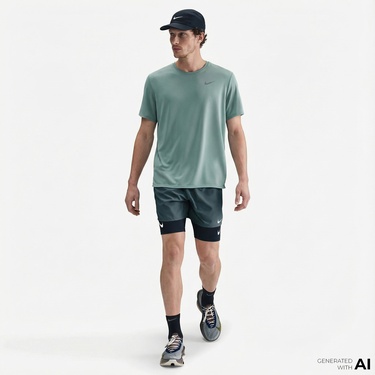  Nike Dri-Fit Miler Erkek Yeşil T-Shirt