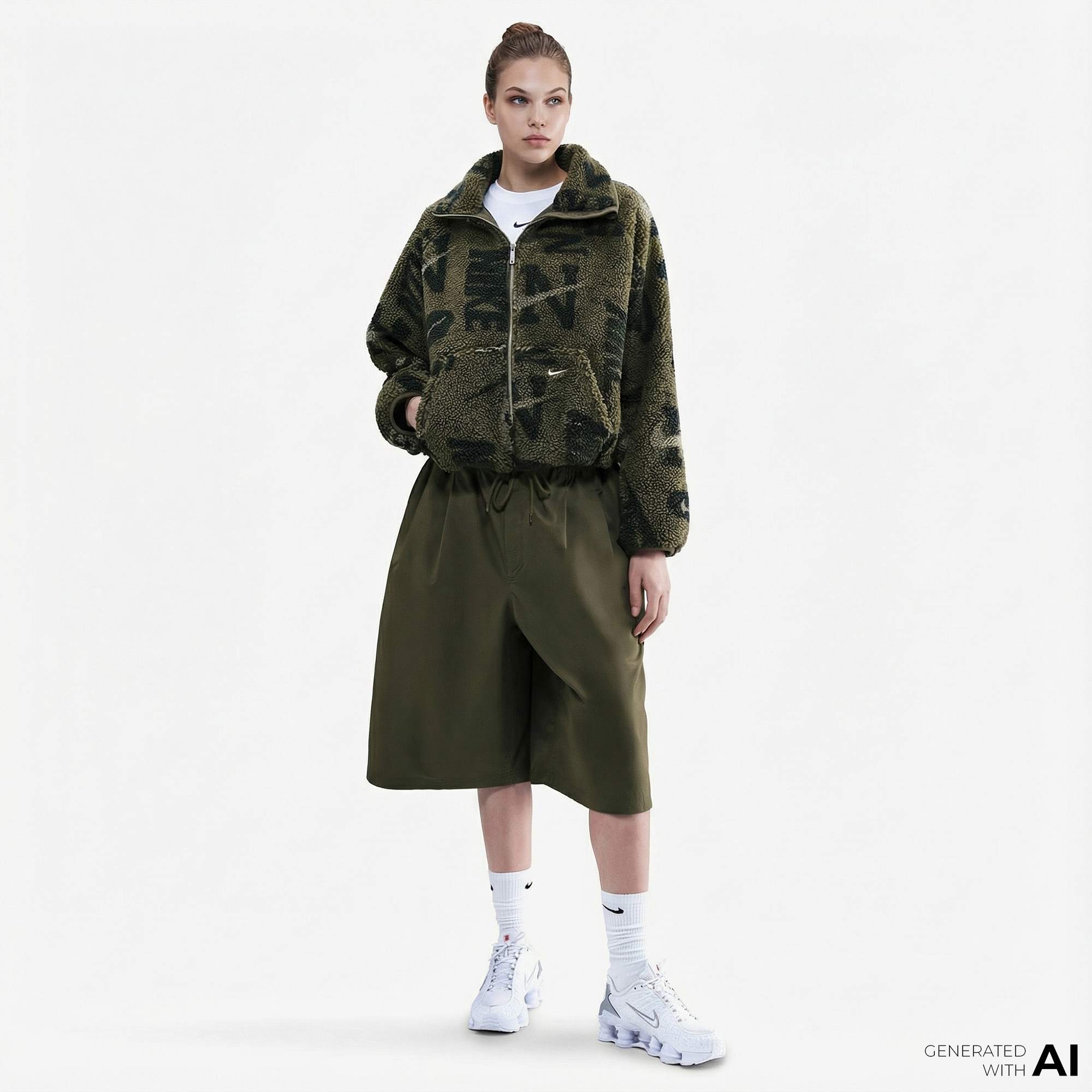 Nike Sportswear Street Sherpa Kadın Haki Ceket