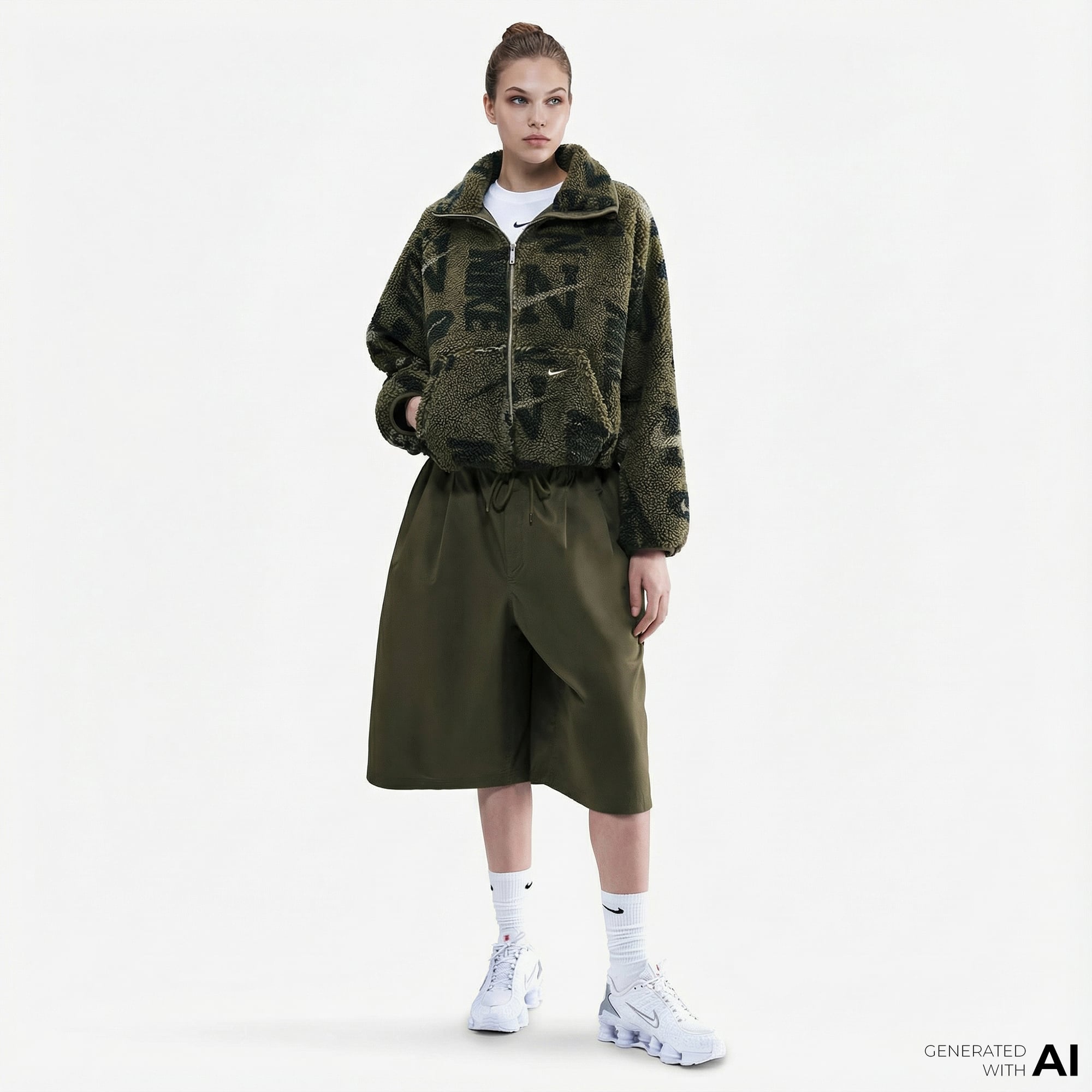  Nike Sportswear Street Sherpa Kadın Haki Ceket