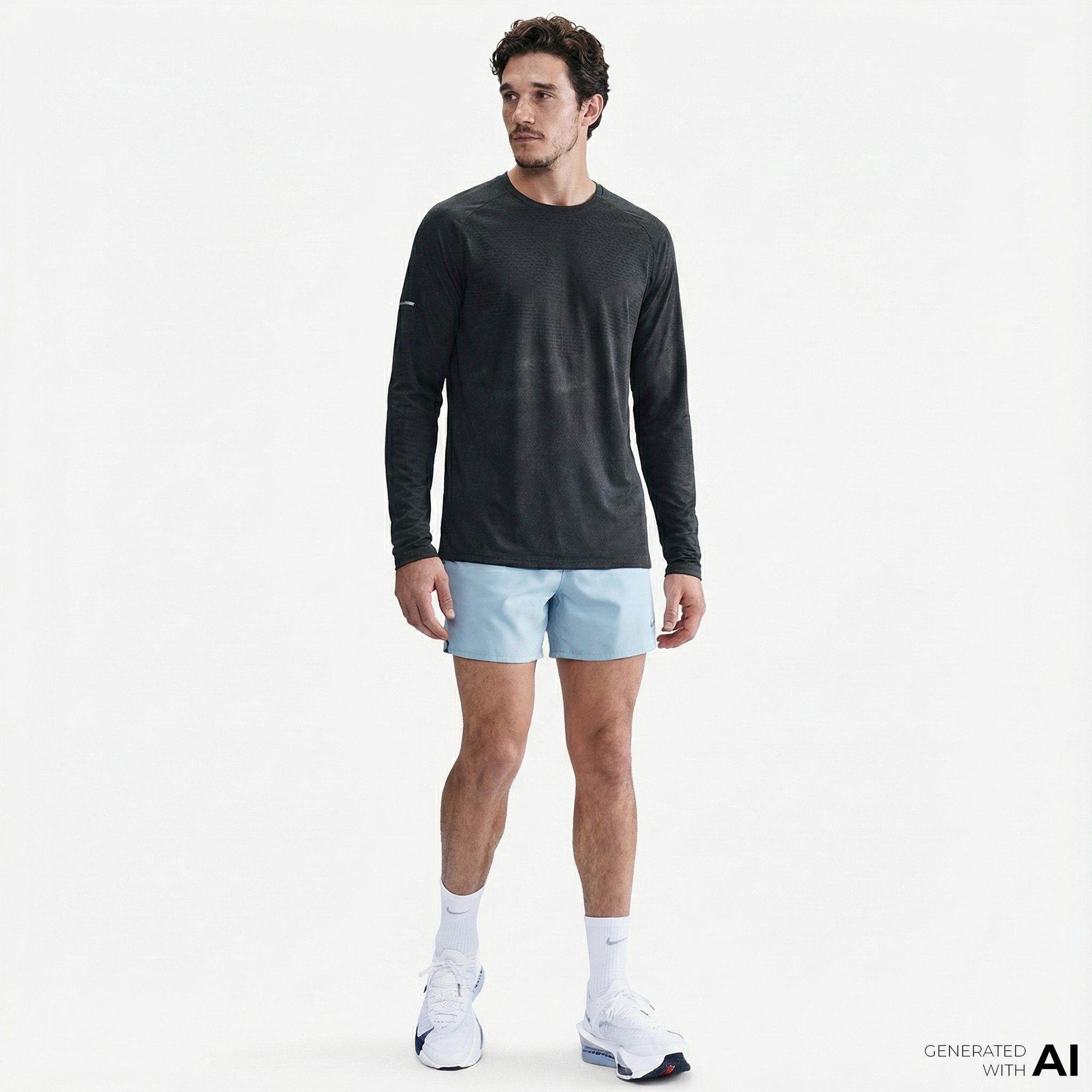 Nike Dri-Fit Stride Erkek Siyah Uzun Kollu T-Shirt