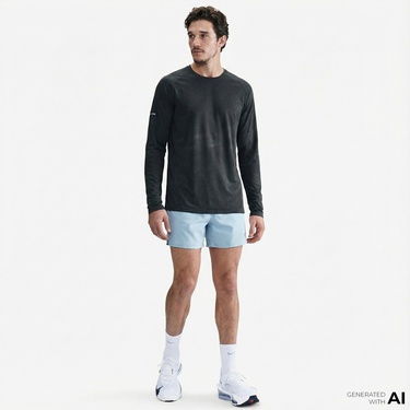  Nike Dri-Fit Stride Erkek Siyah Uzun Kollu T-Shirt