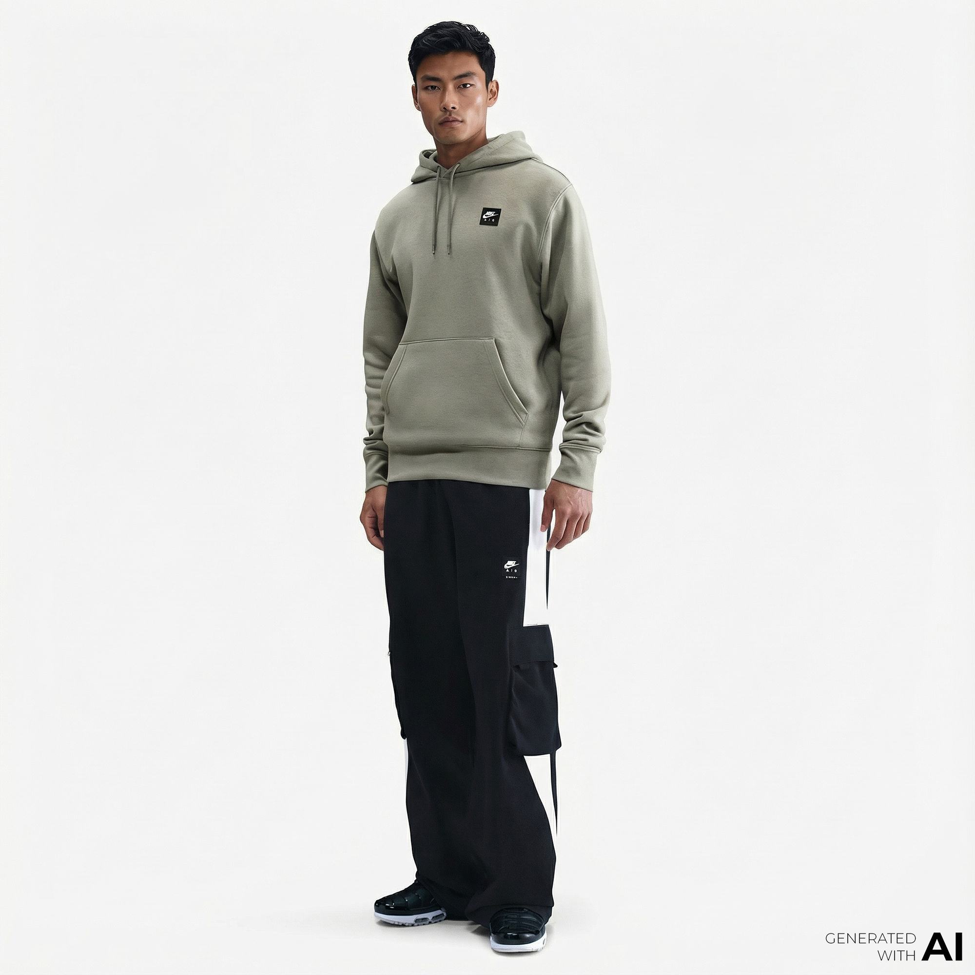  Nike Air Pullover Erkek Yeşil Kapüşonlu Hoodie